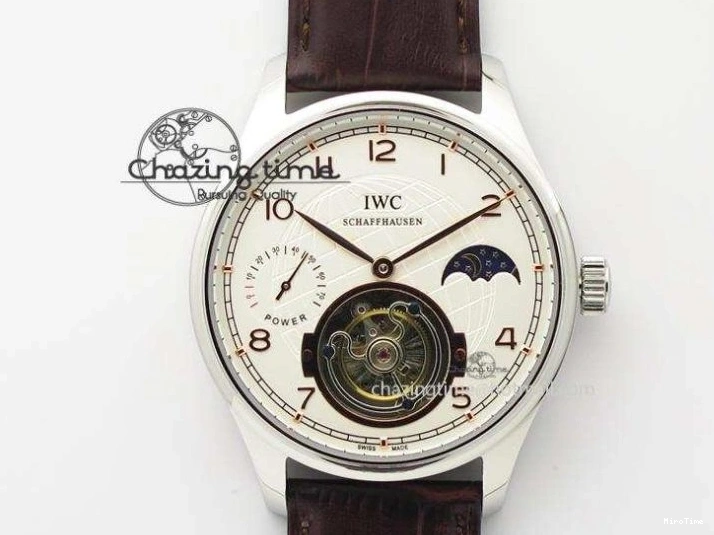 MIROTIME 0311 Portuguese 40mm Chrono SS Pink MOP Dial on Pink Leather Strap A Reliable 7391